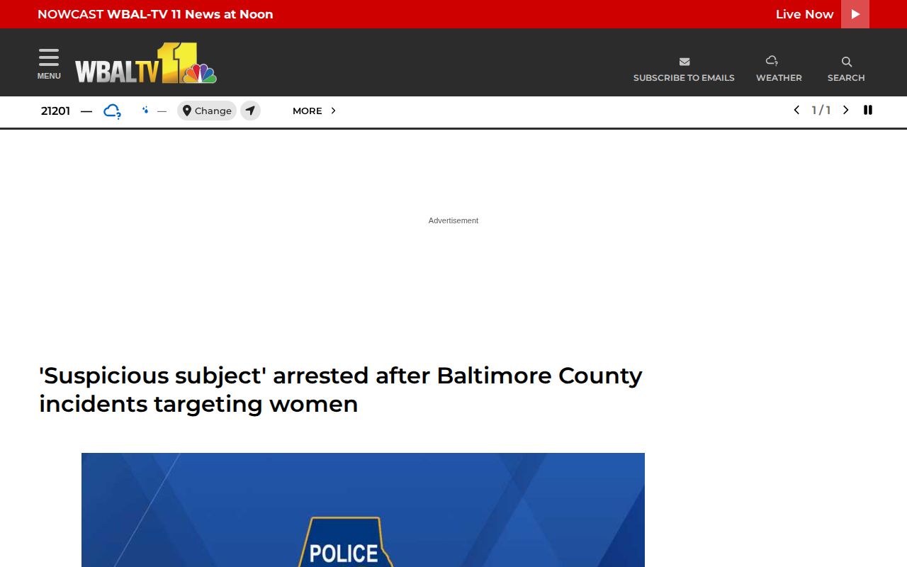 WBAL event-driven Baltimore County arrest news report